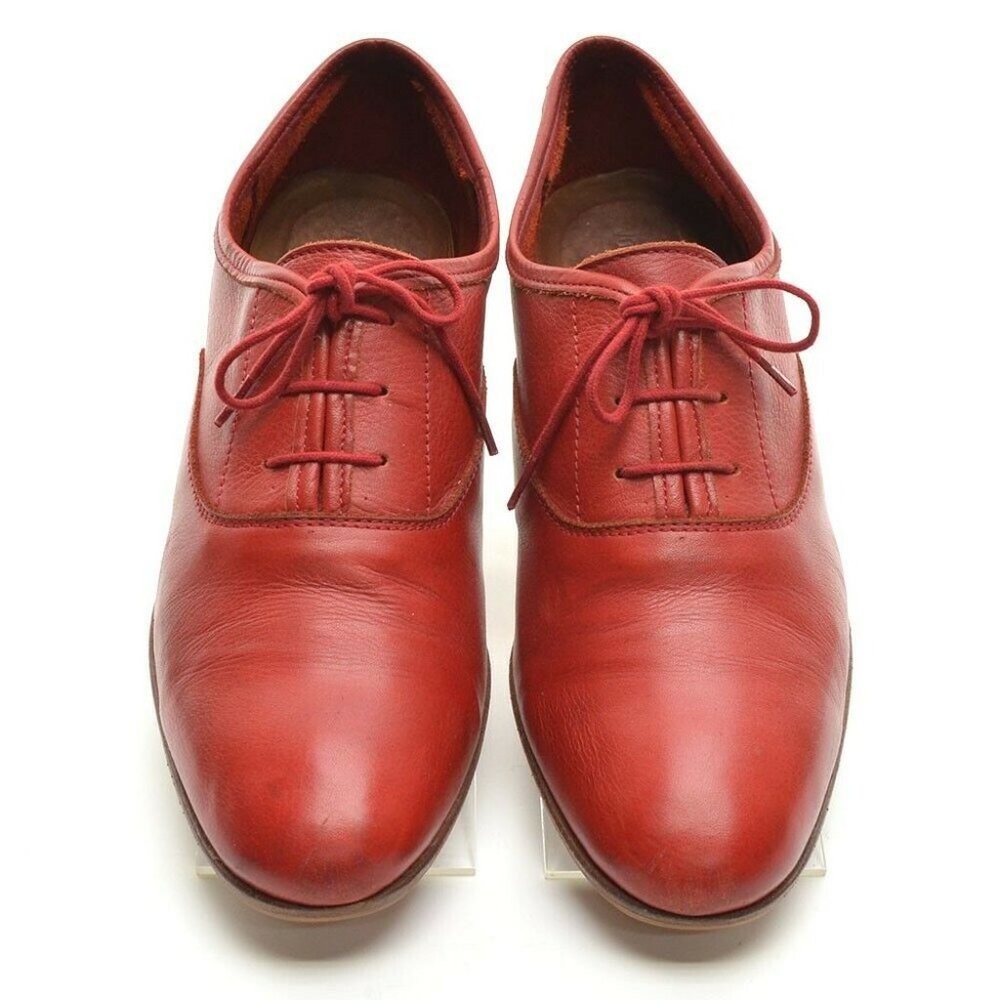 Common Projects Red Leather Plain Toe Oxfords 40 - image 3